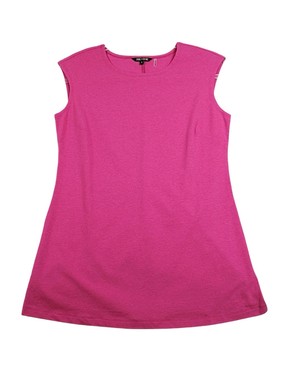 NIC+ZOE Sleeveless Crew Neck Long Tank Top Tee in Pink - Women Size Small